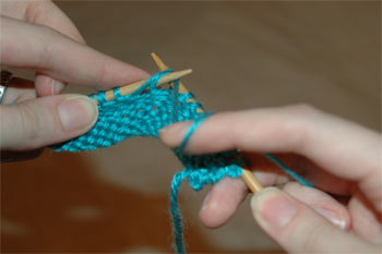 Left Handed Continental Purl Stitch: Step 2 Left Handed Continental Purl Stitch: Step 2